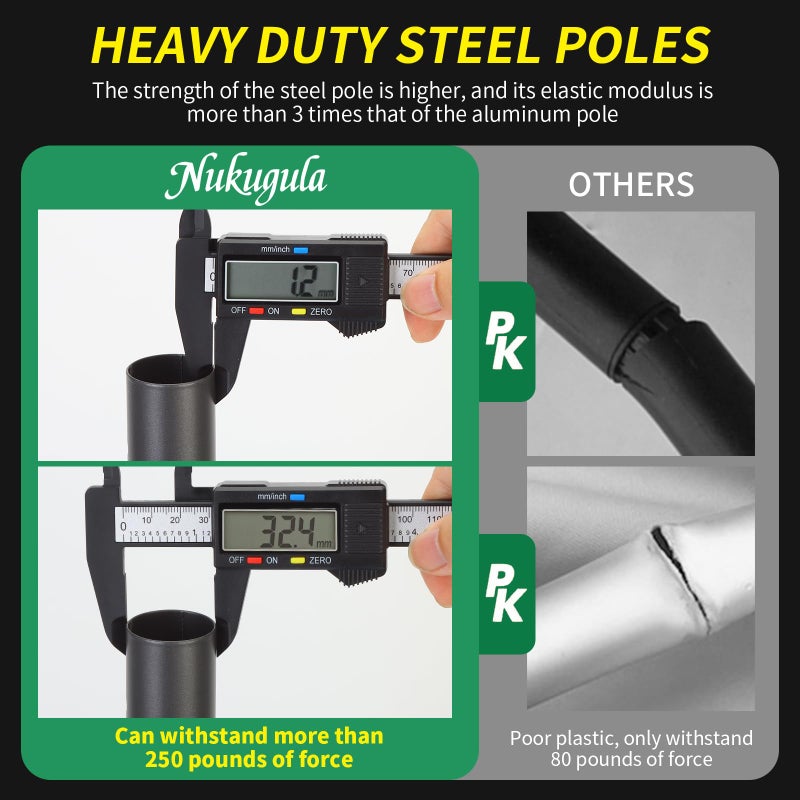 Nukugula Windproof Boat Cover Support Pole System 2 Pcs with 8 Adjustable Heights Telescoping Steel Furniture Cover Support Poles 18"-57" with Straps Storage Bag - Image 5