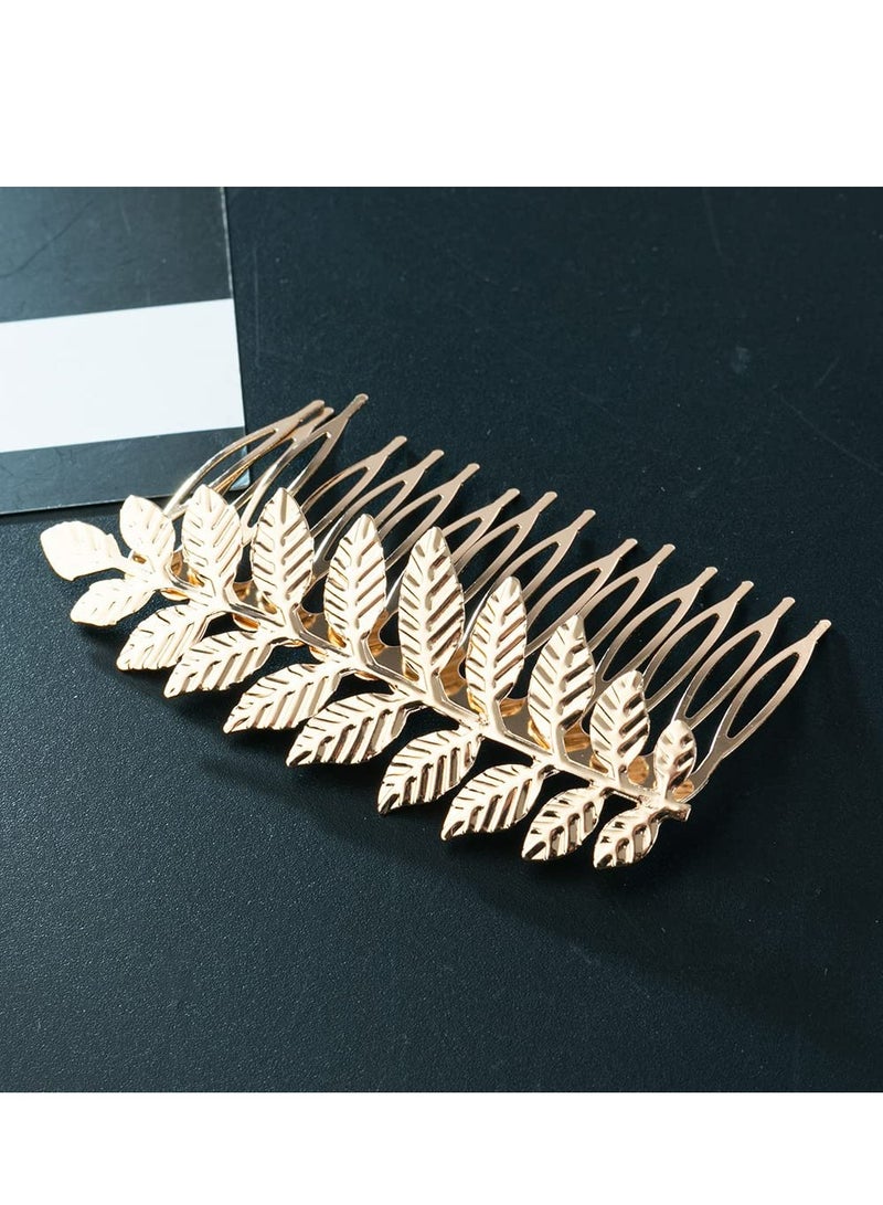 أوزيغالور 4 قطع أمشاط شعر بأوراق ذهبية، إكسسوارات شعر للعرائس والنساء. - Image 4