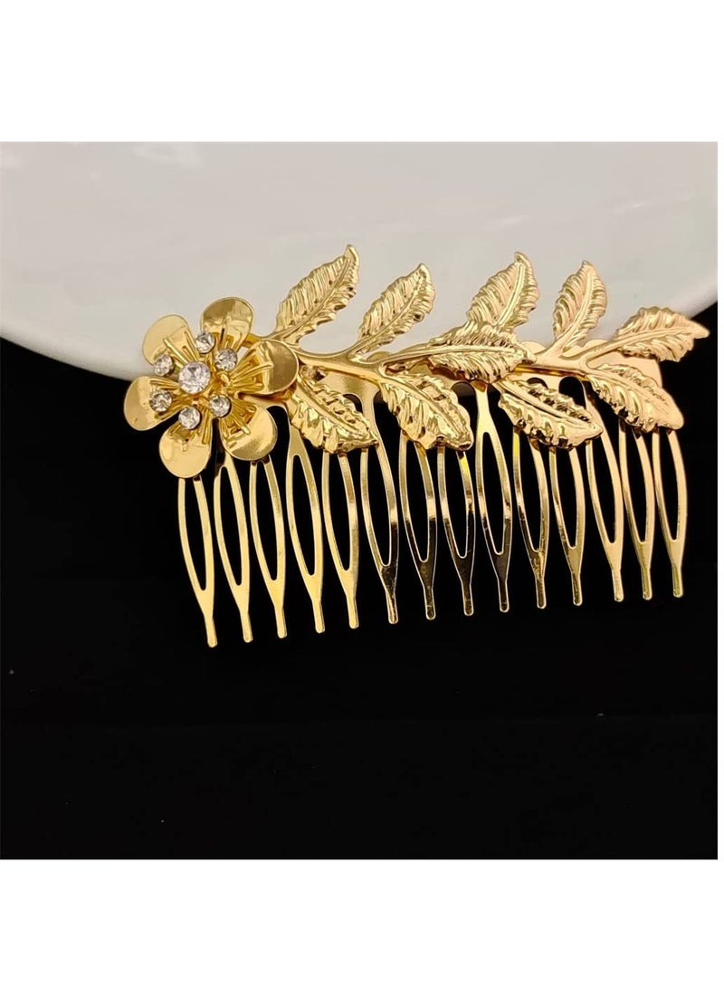أوزيغالور 4 قطع أمشاط شعر بأوراق ذهبية، إكسسوارات شعر للعرائس والنساء. - Image 5
