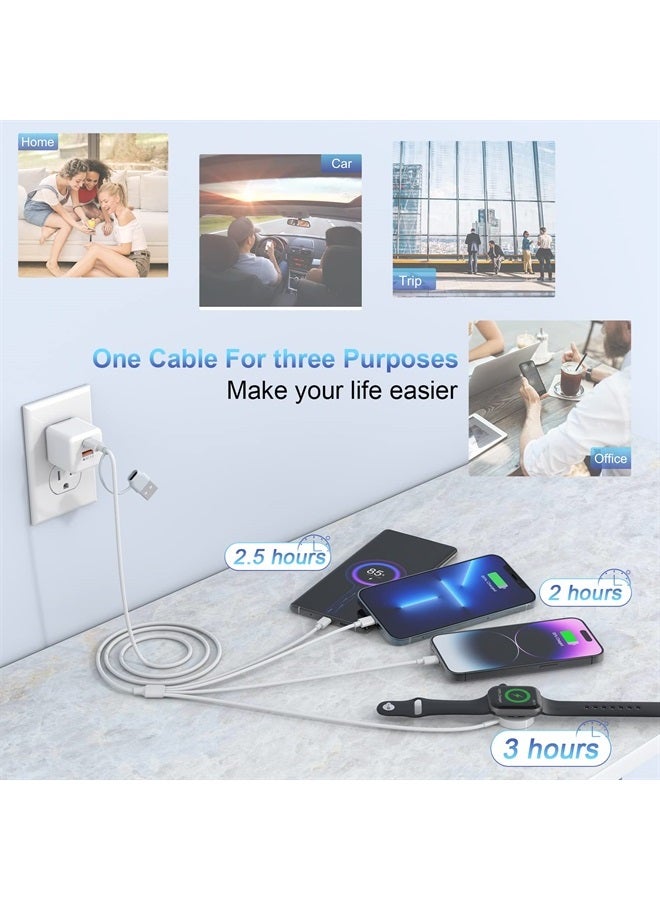 Upgraded 4 in 2 Watch & Phone Charger Cable - 20W QC3.0+ PD USB C Apple Watch Charger for Magnetic iWatch Fast Charging Cord, Travel iPhone and iWatch Charger Block for Apple Watch/iPhone/AirPods