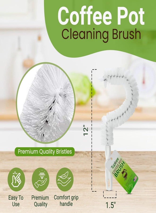 Tupkee Coffee Pot Cleaning Brush - Non Scratching, Long Lasting Bristles, Curved Coffee Decanter Cleaning Brush - Great for Offices and Restaurants - Image 2