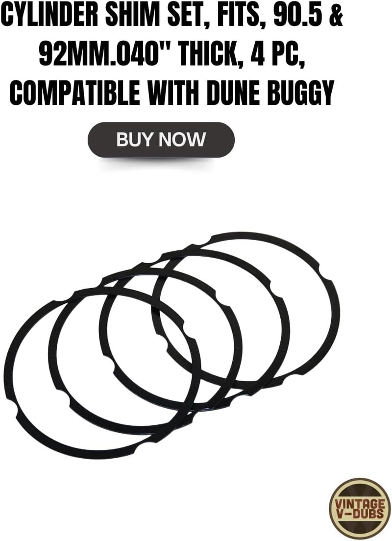 EMPI Cylinder Shim Set, Fits, 90.5 & 92mm.040" Thick, 4 Pc, Compatible with Dune Buggy - Image 4