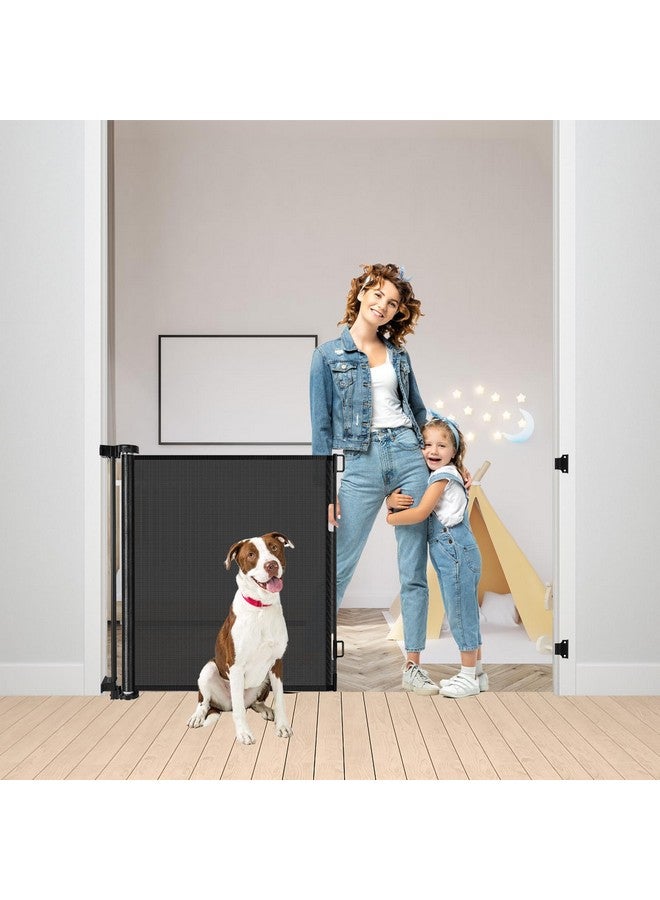 BETERTEK 55 Inch Retractable Baby Gates For Dogs Indoor Retractable Dog Gates For The House Retractable Gate For Kids Outdoor Dog Gate For Decks Pet Gate For Stair Deck Gate Child Gate For Doorways (Black) - Image 2