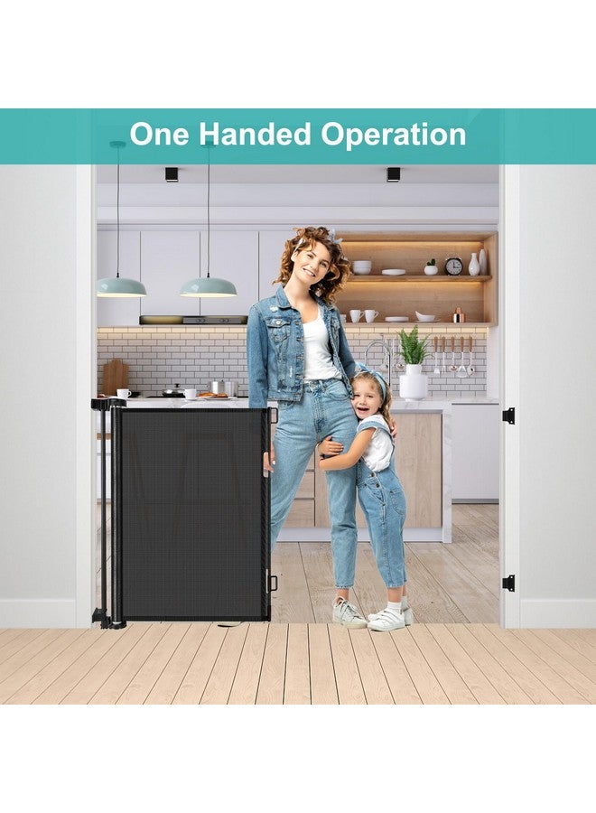 BETERTEK 55 Inch Retractable Baby Gates For Dogs Indoor Retractable Dog Gates For The House Retractable Gate For Kids Outdoor Dog Gate For Decks Pet Gate For Stair Deck Gate Child Gate For Doorways (Black) - Image 5