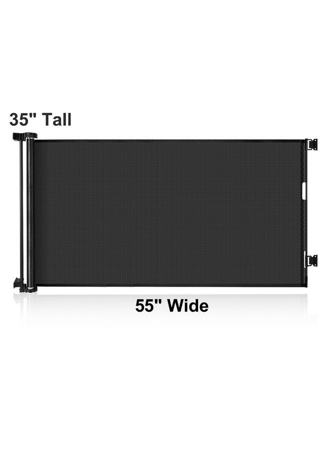 BETERTEK 55 Inch Retractable Baby Gates For Dogs Indoor Retractable Dog Gates For The House Retractable Gate For Kids Outdoor Dog Gate For Decks Pet Gate For Stair Deck Gate Child Gate For Doorways (Black) - Image 3