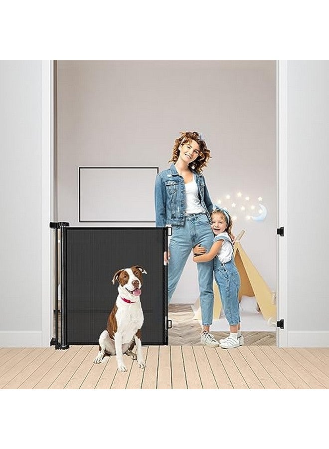 BETERTEK 55 Inch Retractable Baby Gates For Dogs Indoor Retractable Dog Gates For The House Retractable Gate For Kids Outdoor Dog Gate For Decks Pet Gate For Stair Deck Gate Child Gate For Doorways (Black) - Image 1