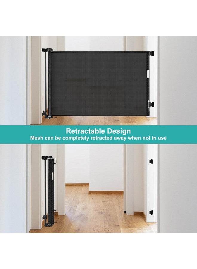 BETERTEK 55 Inch Retractable Baby Gates For Dogs Indoor Retractable Dog Gates For The House Retractable Gate For Kids Outdoor Dog Gate For Decks Pet Gate For Stair Deck Gate Child Gate For Doorways (Black) - Image 4