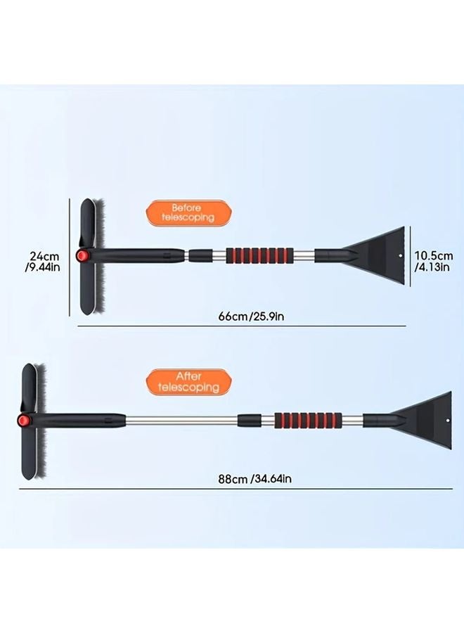 مِجَرَفَة الثلوج القابلة للسحب باللون الأسود مع مكشطة الجليد لرافعة الشوكية وفراشة إزالة الصقيع من النوافذ - Image 4