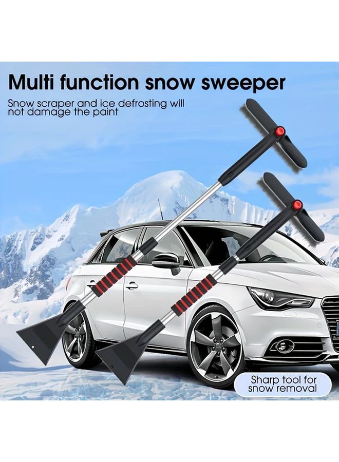 مِجَرَفَة الثلوج القابلة للسحب باللون الأسود مع مكشطة الجليد لرافعة الشوكية وفراشة إزالة الصقيع من النوافذ - Image 2