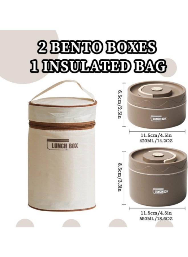 Microwaveable Thermal Lunch Box, Portable Insulated Lunch Containers With Bag, Kids, Set of 2 Tier Insulated Bento Boxes - Image 4