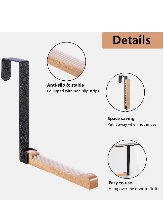 2 Pieces Over Door Hooks Retractable Over The Door Hook Valet Hooks Multi Hanging Storage Hanger for Clothes Coats Towels Hats Scarves Purses Keys and More(Black)  - Image 3