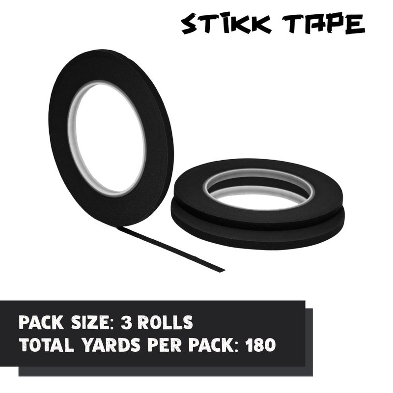 STIKK Painters Tape - 3pk Black Painter Tape - 1/4 inch x 60 Yards - Paint Tape for Painting, Edges, Trim, Ceilings - Masking Tape for DIY Paint Projects - Residue-Free Painting Tape - Image 3