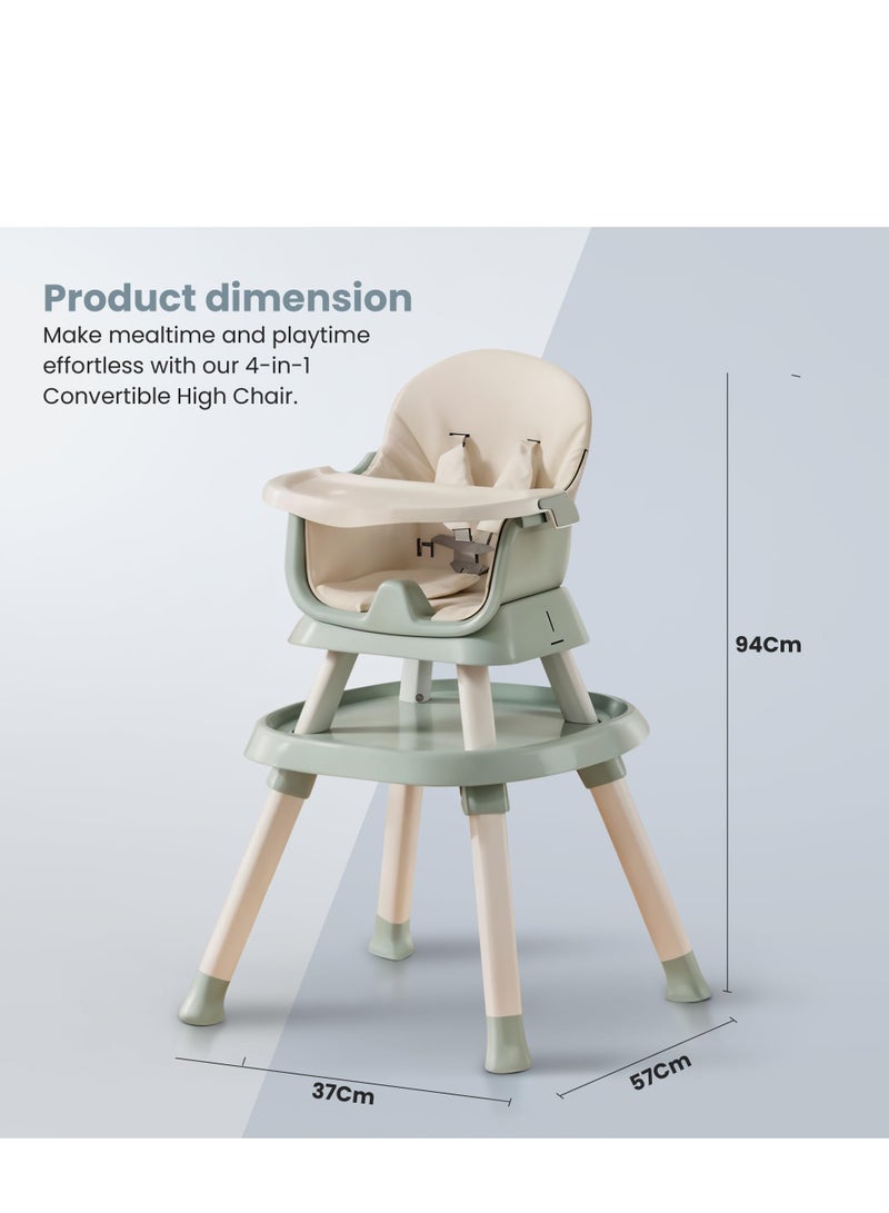 BAYBEE 6 in 1 Convertible Baby High Chair for Kids, Baby Feeding with 2 Adjustable Heights, 5 Point Safety Belt And Tray, Kids High Chair for Baby 1 to 5 Years Green - Image 5