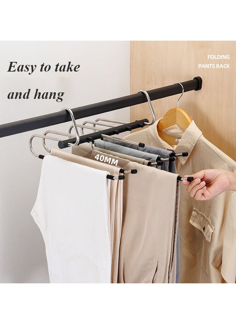Hanayo 2 Pack Pants Hangers  Multifunctional Hangers Space Saving Hangers Or Closet Organizer for Clothes Scarf Pants & Skirt with S-Type Stainless Steel Hook & Anti-Slip Design(Black)  - Image 3
