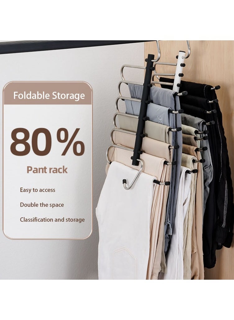 Hanayo 2 Pack Pants Hangers  Multifunctional Hangers Space Saving Hangers Or Closet Organizer for Clothes Scarf Pants & Skirt with S-Type Stainless Steel Hook & Anti-Slip Design(Black)  - Image 5