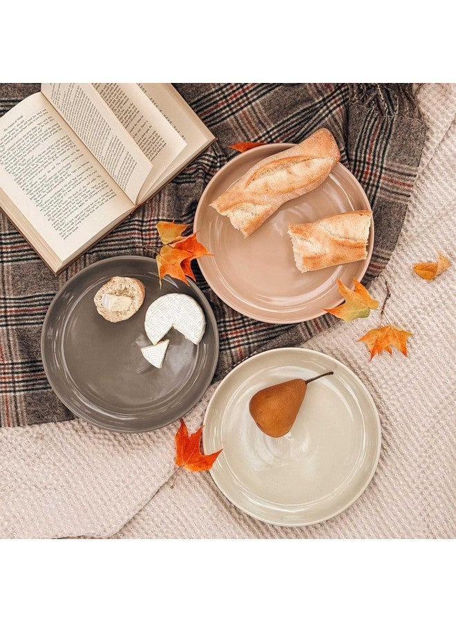 Mora Ceramic Flat Pasta Bowl Set of 4-35oz, Microwave Safe Plate with High Edge for Kitchen and Eating, Large Wide Bowls/Plates for Serving Dinner, Salad, etc- Neutrals - Image 5