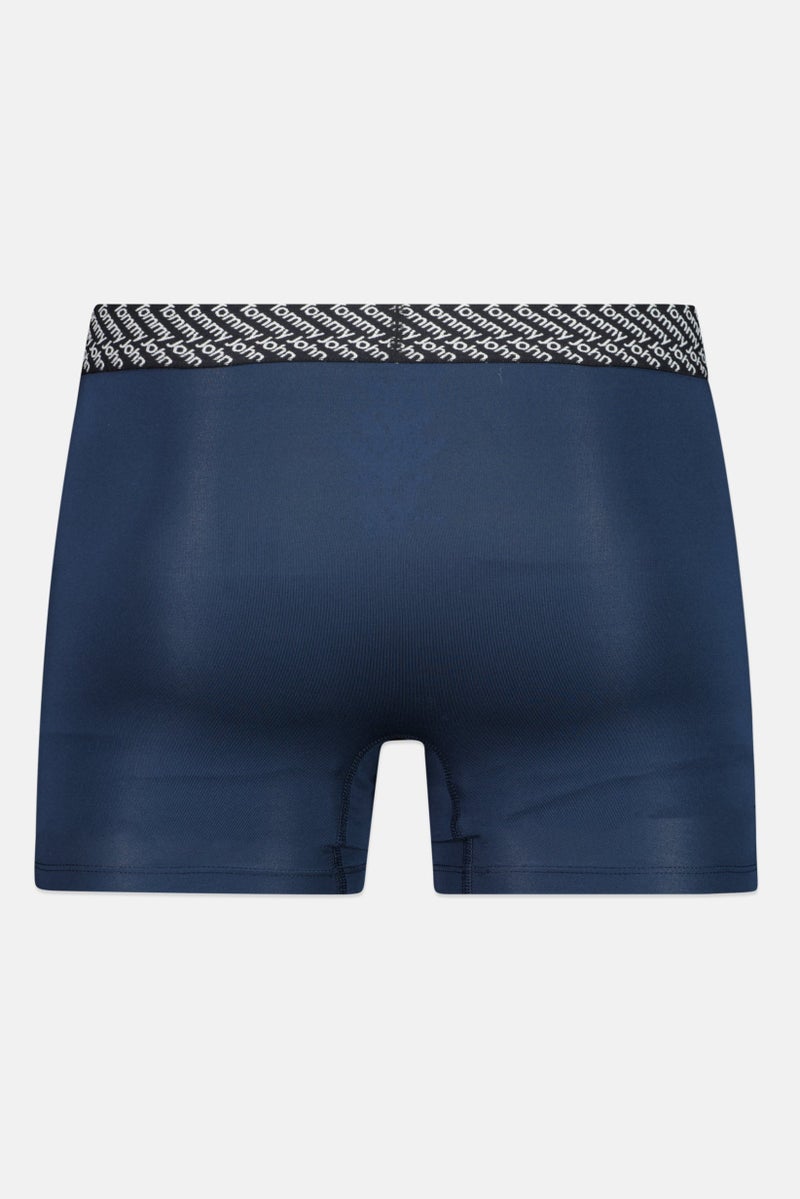 Tommy John Men 2 Pieces 8 Inseam Brand Logo Boxer Briefs, Navy - Image 2