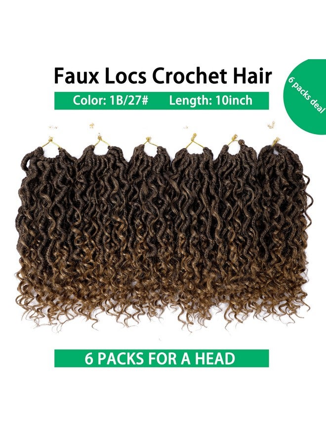 ضفائر كروشيه ناعمة من Faux Locs بطول 10 بوصات، ضفائر كروشيه ناعمة من River Locs، ضفائر كروشيه ملفوفة مسبقًا بأطراف مجعدة، وصلات شعر صناعية من Boho Hippie Locs (عبوة من 6 قطع، رقم 1b/27) - Image 2