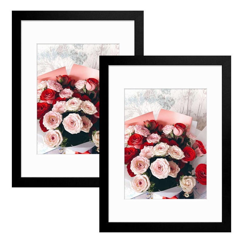 Golden State Art 12x16 Picture Frame with Mat for 85 x 11 Picture  Shatter Resistant Plexiglass  Engineered Wood Gallery Wall Frame for 30x40 cm Prints Black 2 Pack