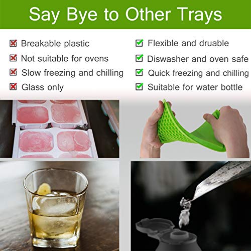LeeYean Silicone Mini Ice Cube Trays 2 Pack, 160 Small Ice Cube Molds Easy Release Crushed Ice Cube for Chilling Whiskey Cocktail, BPA Free Flexible Stackable and Durable Soft Mold Storage Containers (Green) - Image 4
