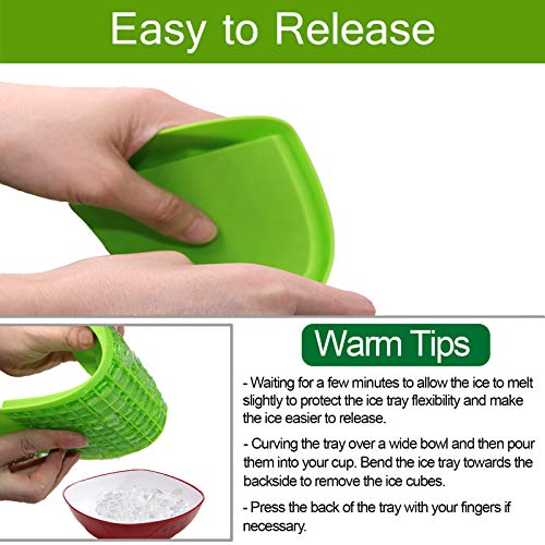 LeeYean Silicone Mini Ice Cube Trays 2 Pack, 160 Small Ice Cube Molds Easy Release Crushed Ice Cube for Chilling Whiskey Cocktail, BPA Free Flexible Stackable and Durable Soft Mold Storage Containers (Green) - Image 5