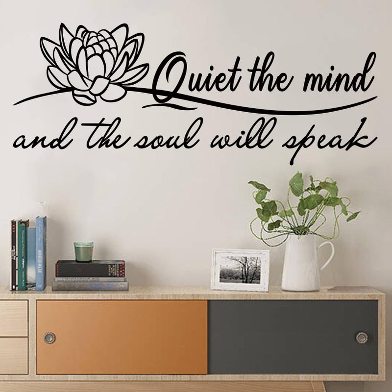SEATUNE Yoga Pilates Wall Stickers - Inspirational Quotes Motivational Wall Decals - Bathroom Bedroom Living Room Home Vinyl Art Wall Decor - Quiet The Mind and The Soul Will Speak 23"X9" - Image 4