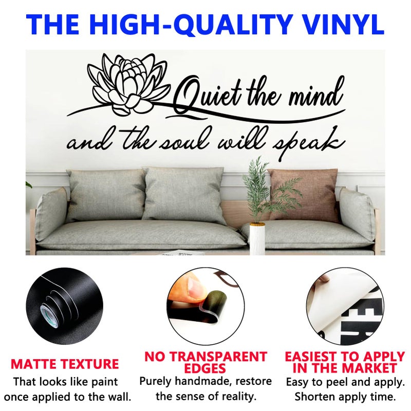 SEATUNE Yoga Pilates Wall Stickers - Inspirational Quotes Motivational Wall Decals - Bathroom Bedroom Living Room Home Vinyl Art Wall Decor - Quiet The Mind and The Soul Will Speak 23"X9" - Image 2
