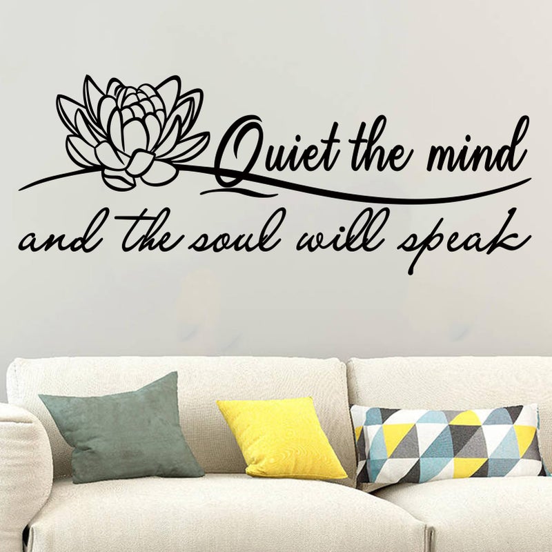 SEATUNE Yoga Pilates Wall Stickers - Inspirational Quotes Motivational Wall Decals - Bathroom Bedroom Living Room Home Vinyl Art Wall Decor - Quiet The Mind and The Soul Will Speak 23"X9" - Image 1