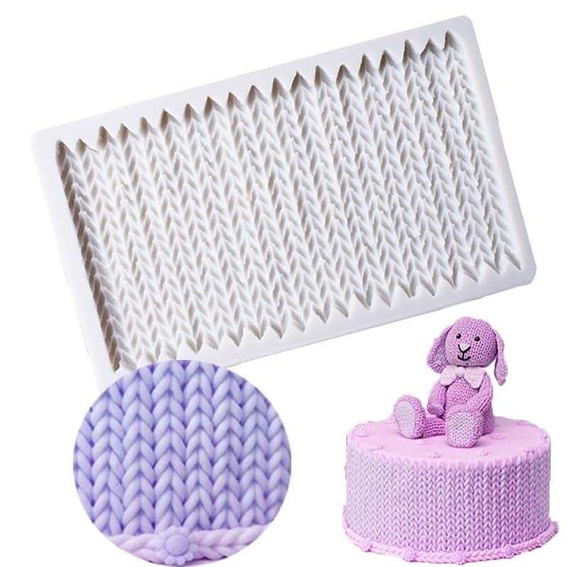 Tnfeeon Fondant Sweater Knit Knitting Texture Silicone Chocolate for Fondant Chocolate Cake Decoration Silicone - Image 1