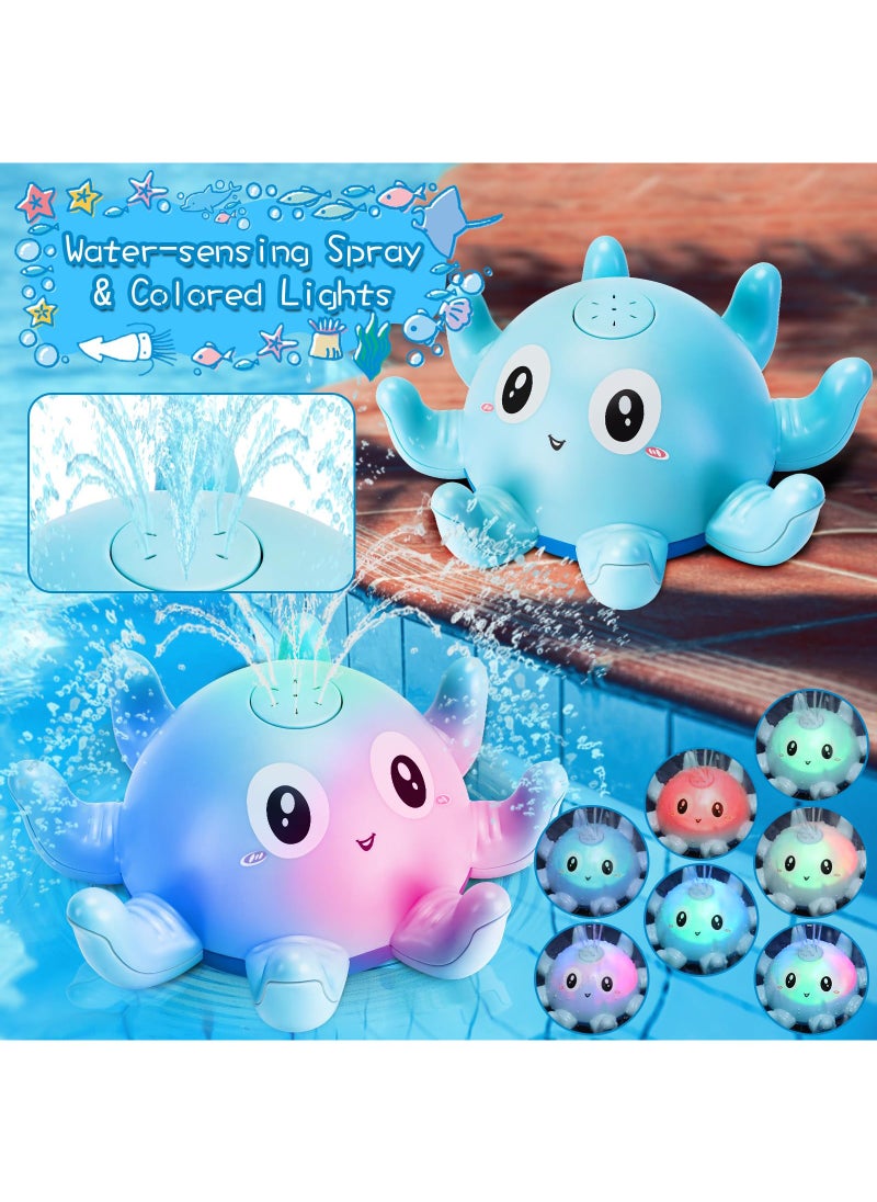 Generic - Baby Bath Toys for 3 Year Olds for 1 2 3 4 5 6 Boys Girls Light Up Toys Automatic Induction Octopus Water Fountain Toy Spray Swimming Pool Bath Time Fun for Kids Toddler Infant - Image 1