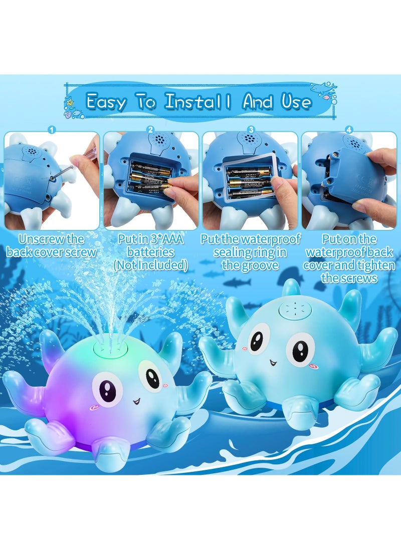 Generic - Baby Bath Toys for 3 Year Olds for 1 2 3 4 5 6 Boys Girls Light Up Toys Automatic Induction Octopus Water Fountain Toy Spray Swimming Pool Bath Time Fun for Kids Toddler Infant - Image 1