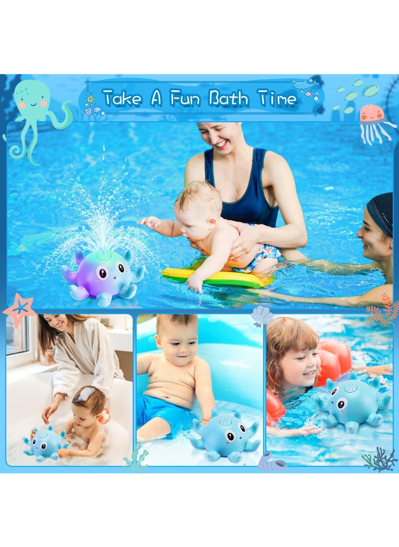 Generic - Baby Bath Toys for 3 Year Olds for 1 2 3 4 5 6 Boys Girls Light Up Toys Automatic Induction Octopus Water Fountain Toy Spray Swimming Pool Bath Time Fun for Kids Toddler Infant - Image 1