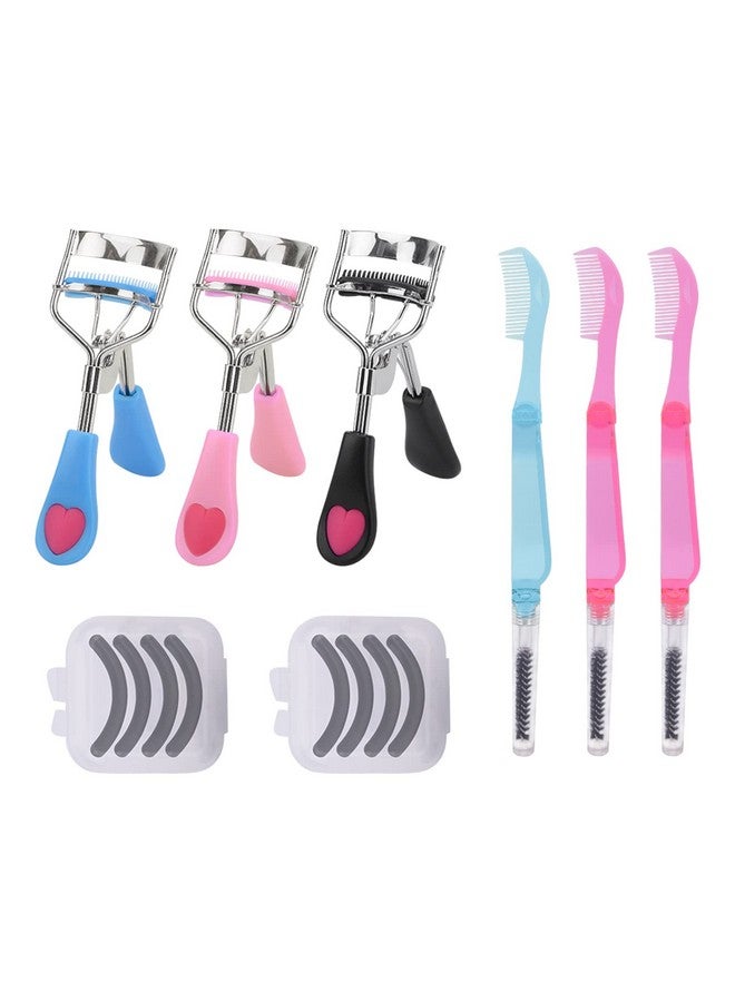 CfoPiryx 14 Pcs Eyelash Curler Set 3 In 1 Eyelash Curler With Built In Comb Include Eyelash Curler Eyelash Comb Eyebrow Brush And Refill Pads Eyelash Applicator Tool For Women (Size:14 Pcsset) - Image 1