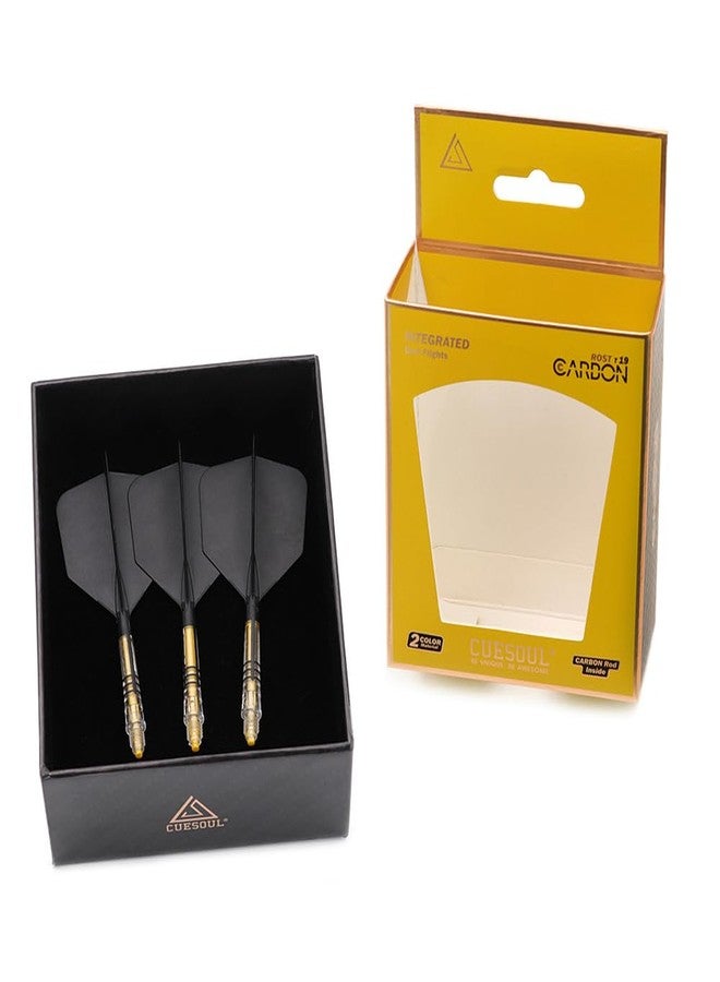 CUESOUL ROST T19 Carbon Integrated Dart Shaft and Flight Big Wing Shape 24mm-Black Flight with Yellow Shafts - Image 4