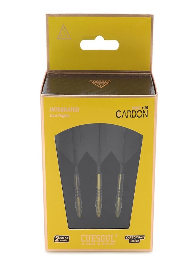 CUESOUL ROST T19 Carbon Integrated Dart Shaft and Flight Big Wing Shape 24mm-Black Flight with Yellow Shafts - Image 5