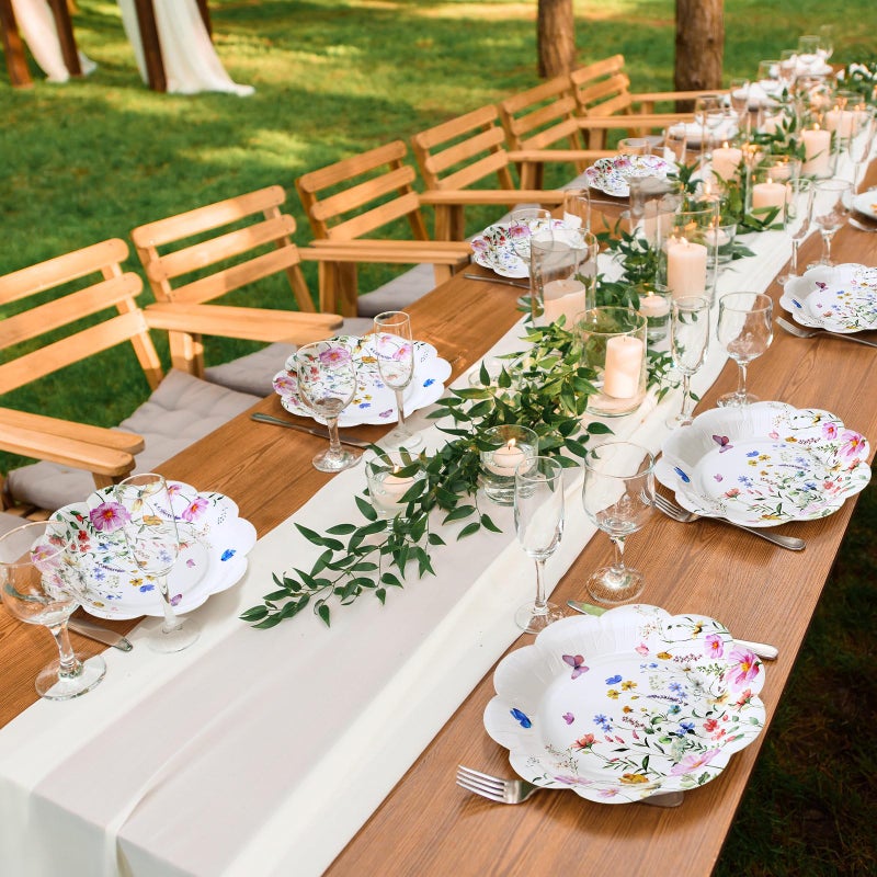 Suttmin 100 Pcs Wildflower Paper Plates Disposable Dessert Baby Bridal Shower Party Supplies Floral Dessert Plates Bulk Birthday Tea Party Serving Tray for Wedding Birthday - Image 5