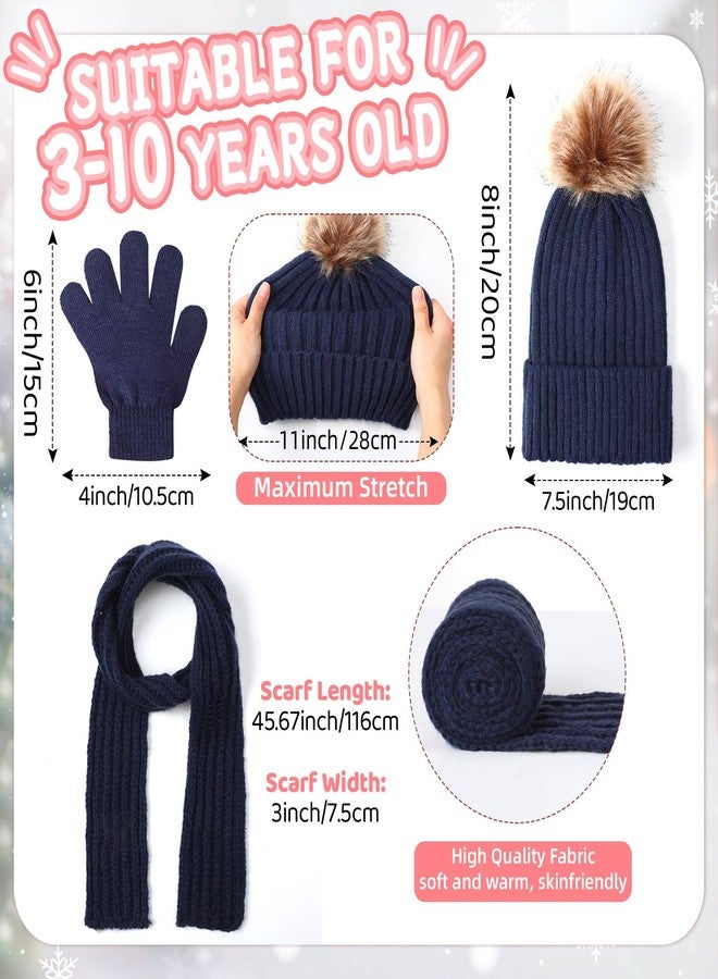 Liitrsh 4 Sets Kids Winter Hat Gloves Scarf Set Girls Boys Knit Hat Long Scarf Snow Gloves Outdoor for Toddler (Vivid Colors) - Image 2