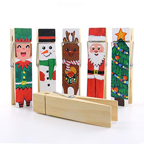 Kang&Chang 6 Inch Clothespins, Wood Clips for DIY Craft, Bathroom or Laundry Room Decoration, 2 pcs - Image 4