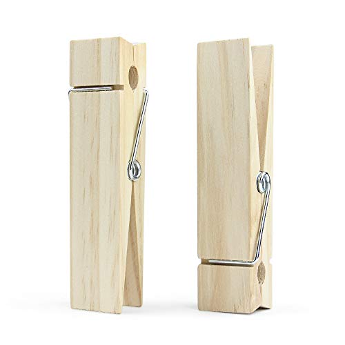 Kang&Chang 6 Inch Clothespins, Wood Clips for DIY Craft, Bathroom or Laundry Room Decoration, 2 pcs - Image 1