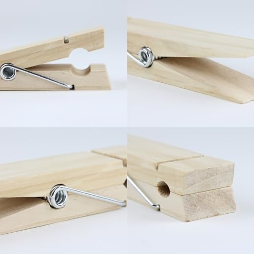 Kang&Chang 6 Inch Clothespins, Wood Clips for DIY Craft, Bathroom or Laundry Room Decoration, 2 pcs - Image 3