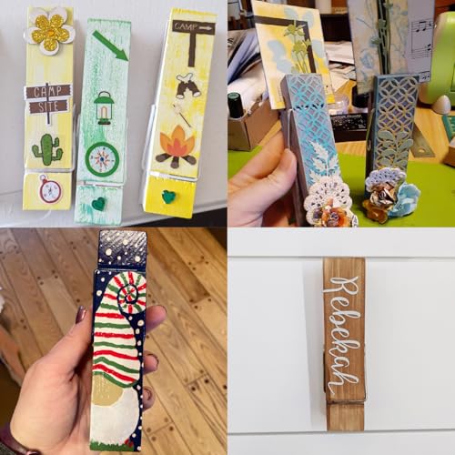 Kang&Chang 6 Inch Clothespins, Wood Clips for DIY Craft, Bathroom or Laundry Room Decoration, 2 pcs - Image 5