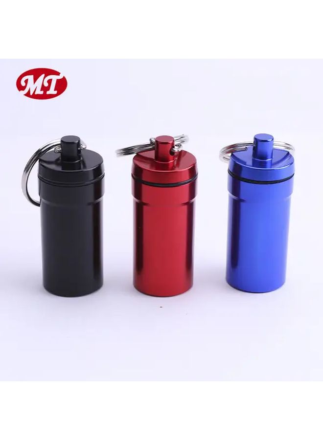 Red Portable Ashtray with Keychain Waterproof Leak Proof Cigarette Holder Storage Box Multifunctional Creative Mini Organizer Tube for Outdoor Camping Travel Metal Car - Image 3