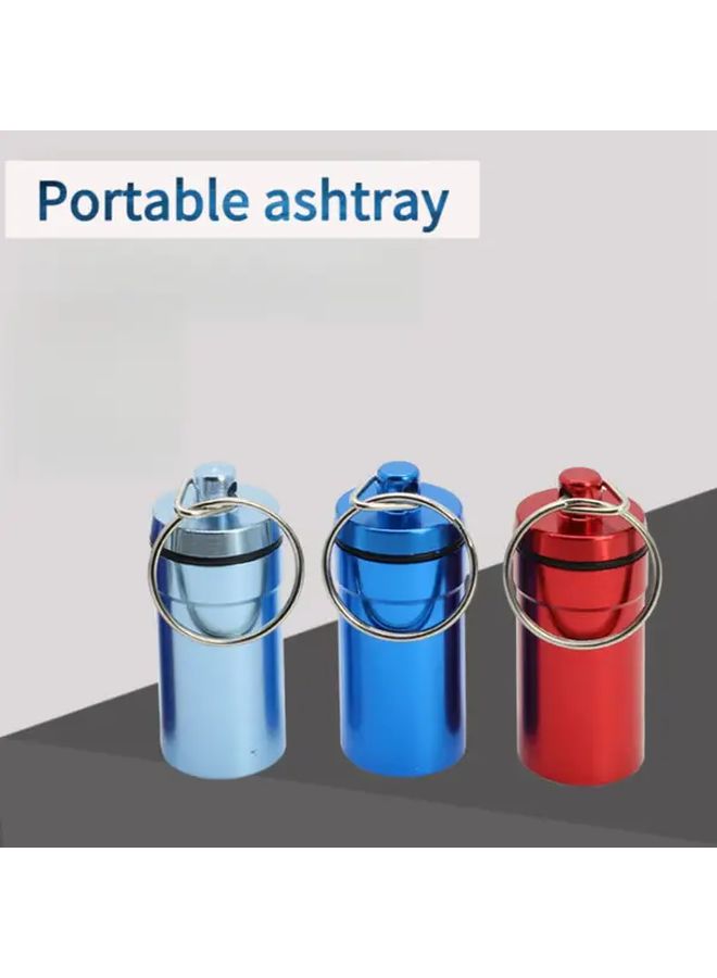 Red Portable Ashtray with Keychain Waterproof Leak Proof Cigarette Holder Storage Box Multifunctional Creative Mini Organizer Tube for Outdoor Camping Travel Metal Car - Image 1