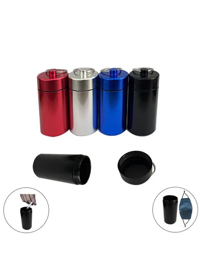 Red Portable Ashtray with Keychain Waterproof Leak Proof Cigarette Holder Storage Box Multifunctional Creative Mini Organizer Tube for Outdoor Camping Travel Metal Car - Image 2