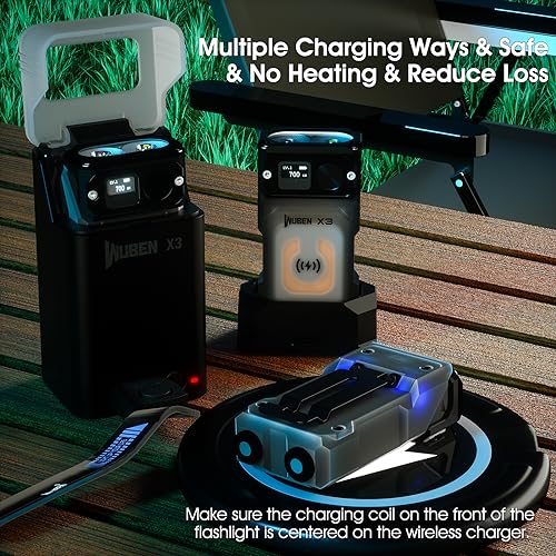 WUBEN X3 Mini Rechargeable Flashlight with Charging Base 180 Degree EDC Keychain Flashlight Twist Ip65 Waterproof Magnet Pocket Flashlight 10 Mode Type-C Lanyard for Camping, Outdoor,Inspection, Gift - Image 4