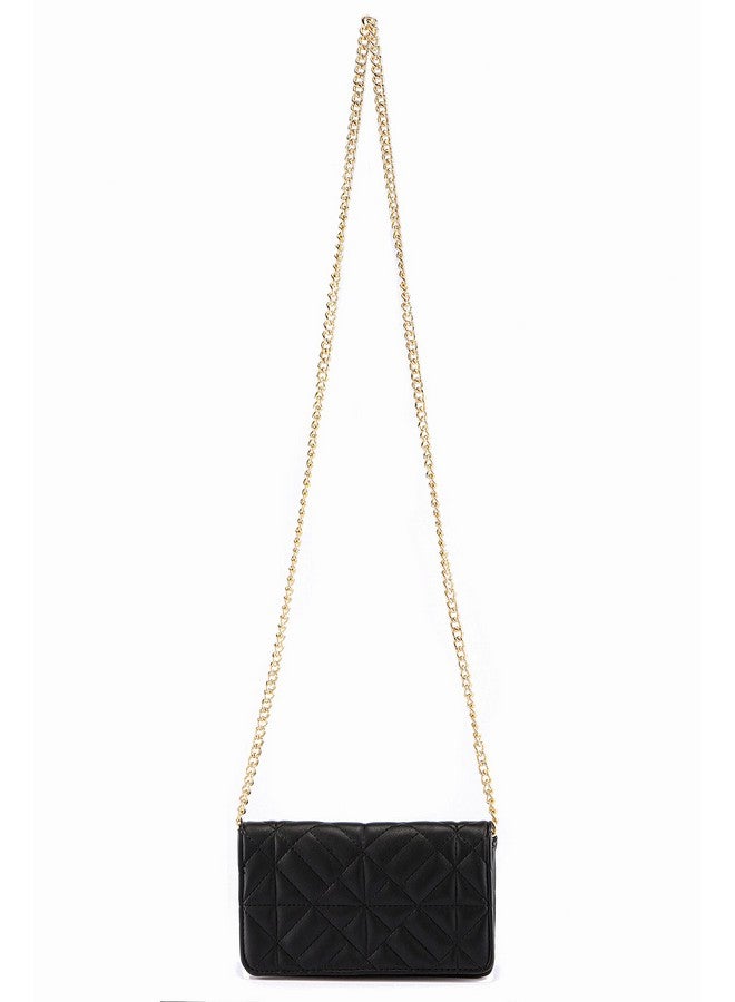FALETO Black Crossbody Bags for Women Small Quilted Shoulder Bag Clutch Purses Designer Handbags Satchel Evening Party Bag with Gold Chain PU Leather Trendy Mini Club Purse Wallet - Image 2