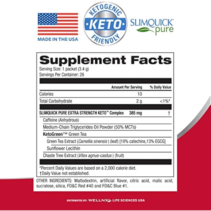 Slimquick Pure 3x Extra Strength Mixed Berry Drink Mix for Women to Help Achieve Weight Goals, Helps Metabolism, Keeps Full for Longer with Green Tea, Caffeine, Chaste Tree, Rhodiola Extract, 26 Count - Image 2