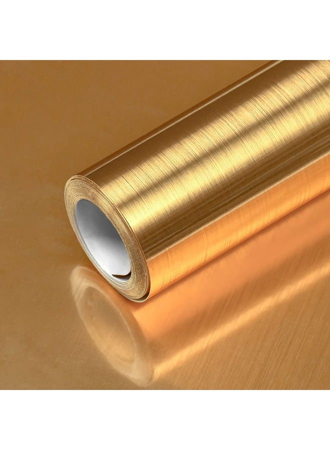 Zeemey 1 Roll Of Thick Golden Brushed Contact Paper, Peeling And Sticking Wallpaper, Self-adhesive Movable Wall Decals Refrigerator, Furniture, Kitchen And Room Background(40*500CM) - Image 1