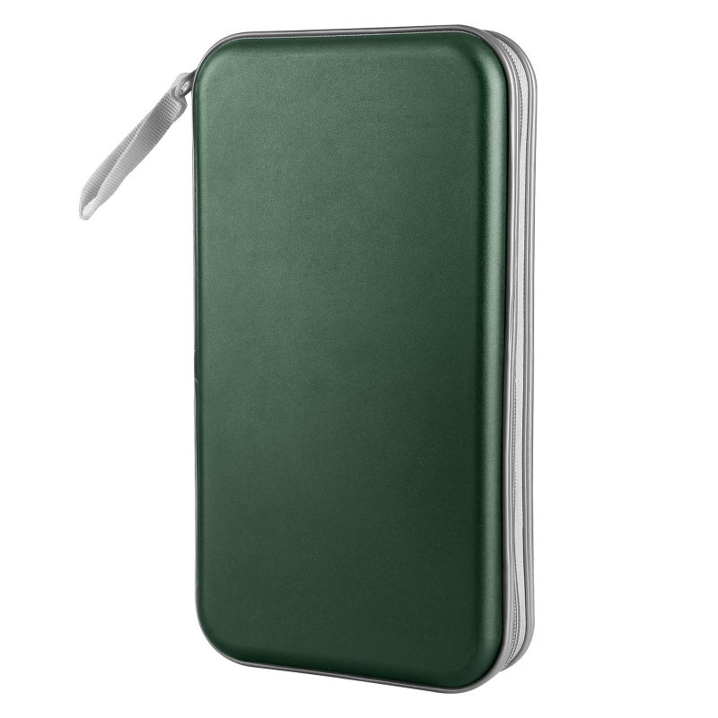 Siveit CD Case, Siveit DVD Case Holder 96 Capacity Hard Plastic CD DVD Disc Cases Storage Binder Wallet for Car Home Office Travel (Dark Green) - Image 1