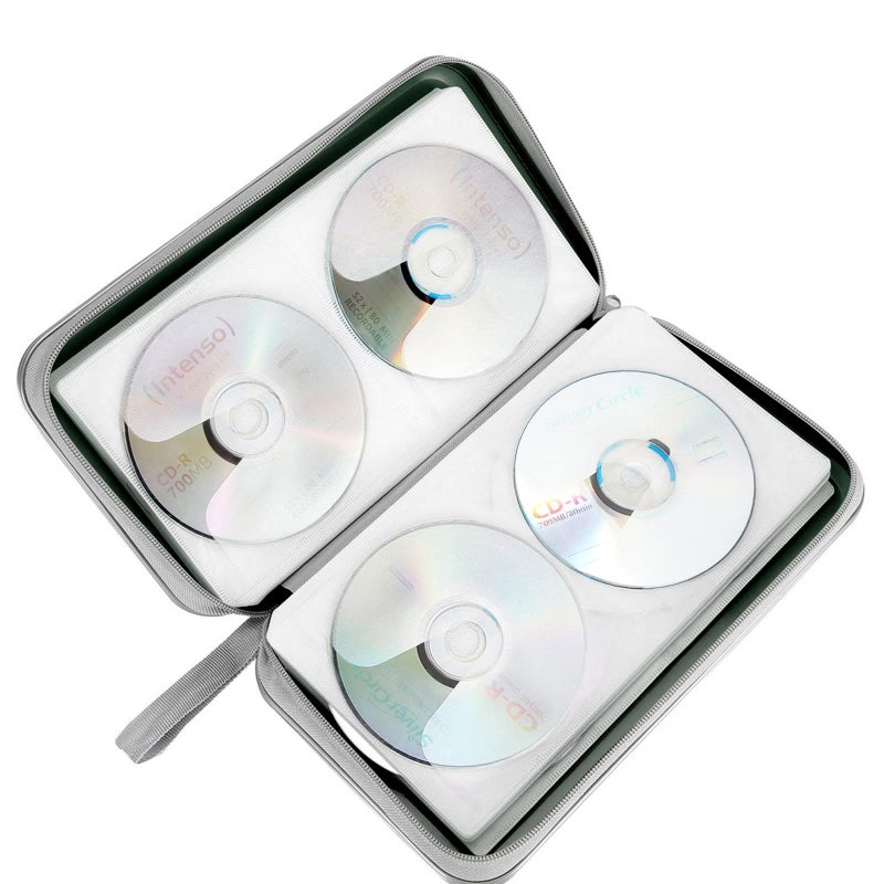 Siveit CD Case, Siveit DVD Case Holder 96 Capacity Hard Plastic CD DVD Disc Cases Storage Binder Wallet for Car Home Office Travel (Dark Green) - Image 5